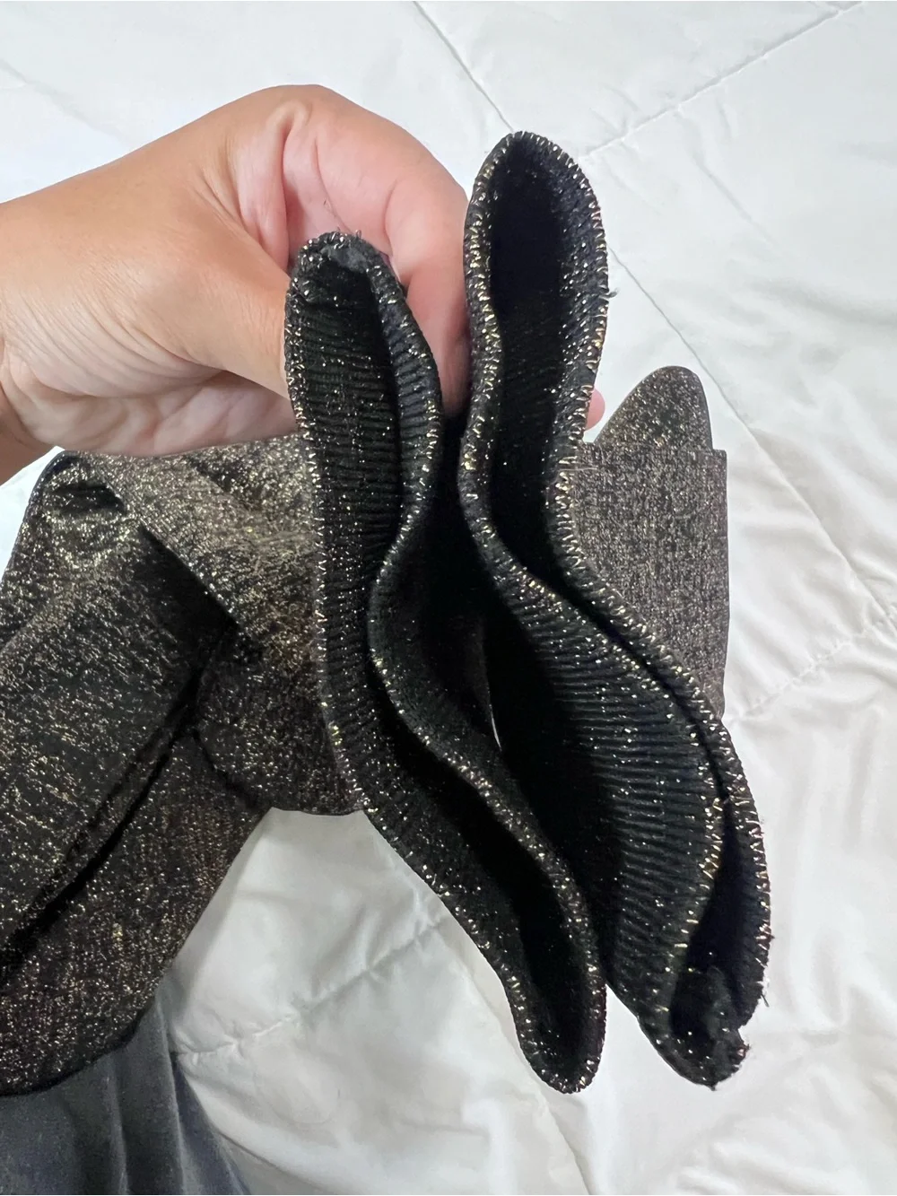Beston Glitter Stretch Over the Knee Stiletto Boots Black gold size 9